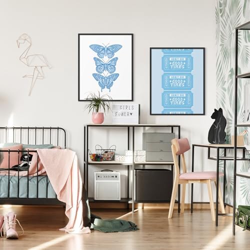 Habseligkeit Cute Blue Wall Art Prints, Butterfly Wall Decors - Image 3