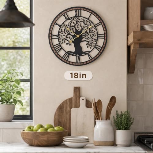 Micasso Large Wall Clock Decorative: 15 Inch Tree of Life Battery Operated - Image 3