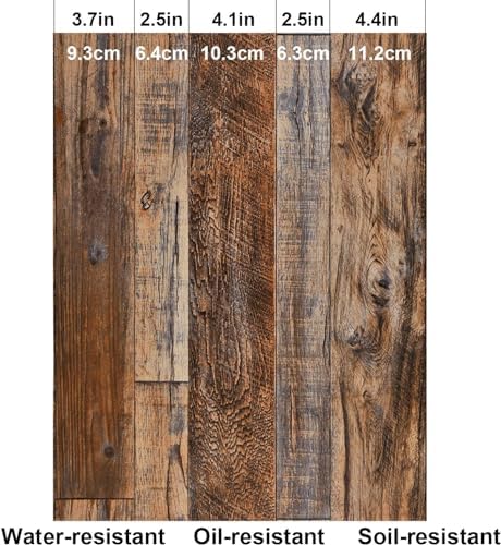 WENMER 23.6" x 590" Brown Wood Wallpaper Peel and Stick Shiplap Self Adhesive - Image 6