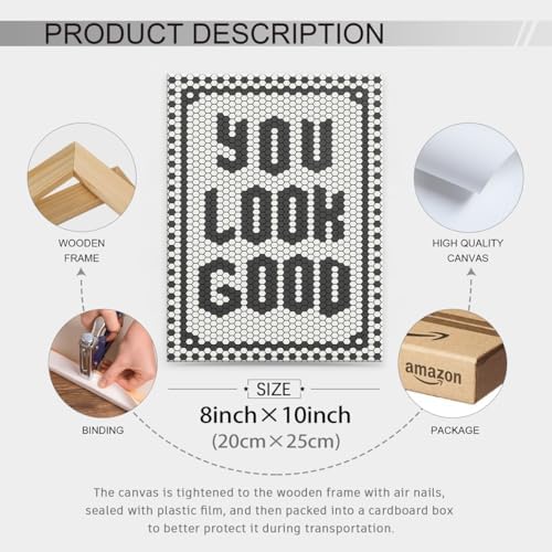 Black and White Quotes Wall Art Trendy Minimalist You Look Good Poster 08x10 - Image 2
