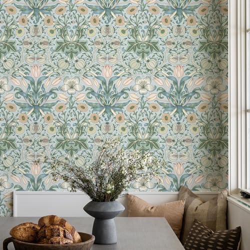 HueBurst 17.3"x118" Vintage Peel and Stick Wallpaper Floral Contact Paper - Image 5