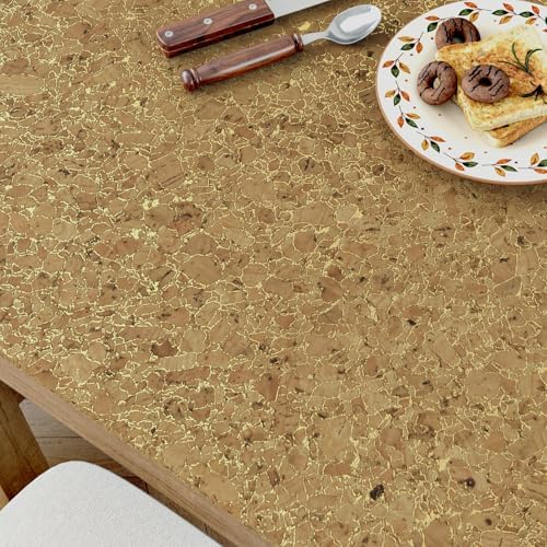 Gold Metallic Vein Cork Fabric Peel and Stick Wallpaper Self Adhesive Brown - Image 3