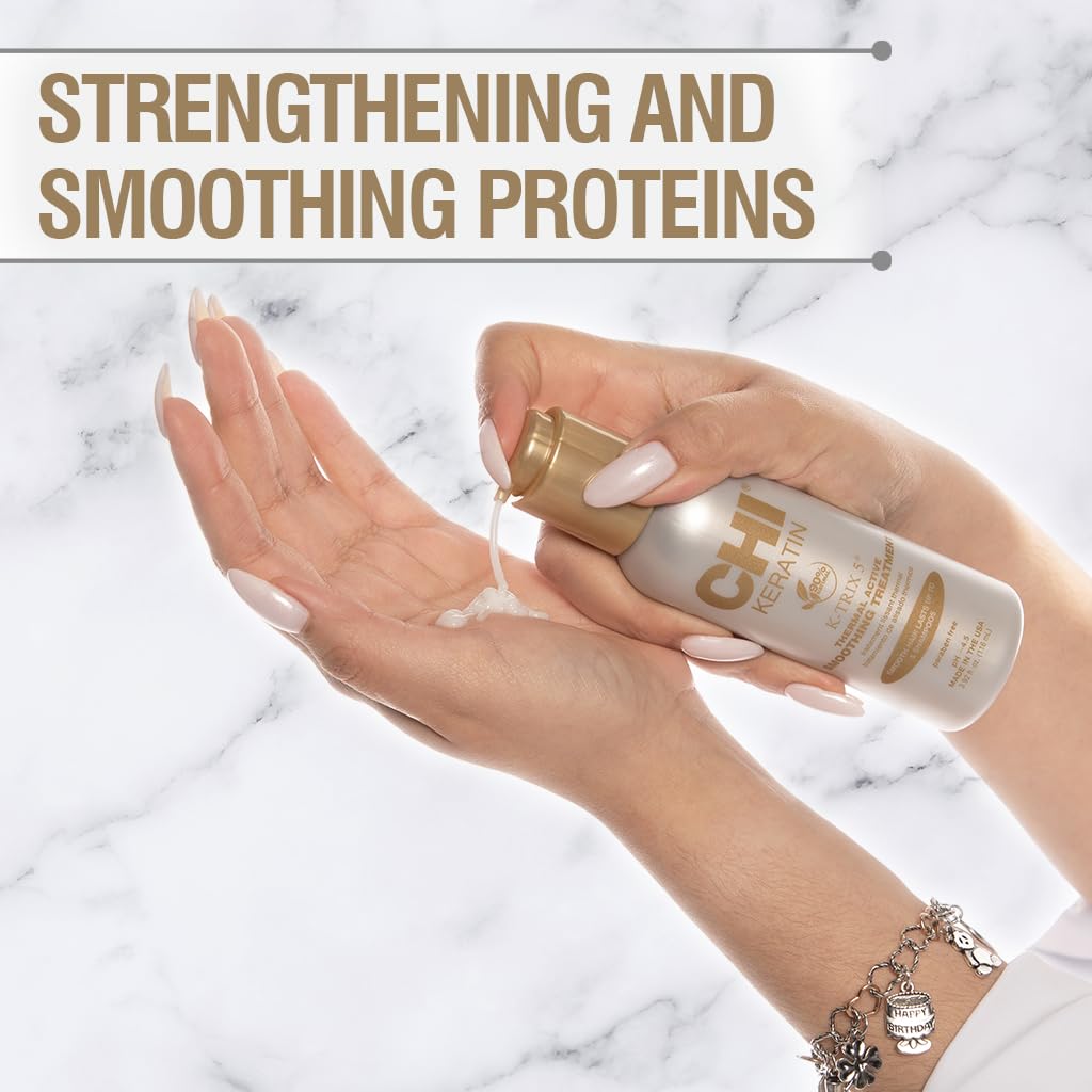 CHI Keratin K-Trix 5 Smoothing Treatment, Hair Serum For Creating Smooth, Frizz-Free Styles That Last, Sulfate, Paraben, & Cruelty-Free, 3.92 Oz