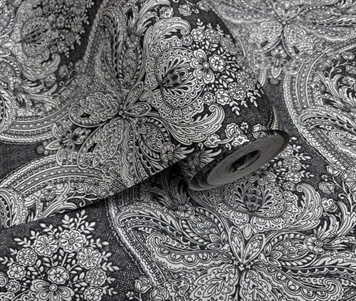 Blooming Wall Damasks Flocking Embossed Textured Wallpaper Roll - Image 2
