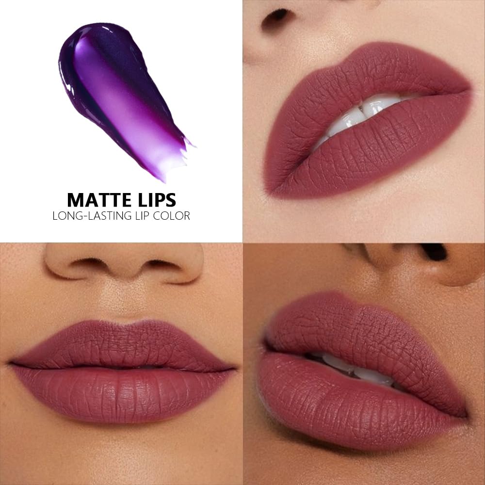 evpct Deep Mauve Red Peel Off Lip Stain Tints, Matte Liquid Lipstick Lip Stain Long Lasting Waterproof for Women, Non-stick Cup Lipstick Peel Off Highly Pigmented Not Faded Smudge-proof Easy to Apply