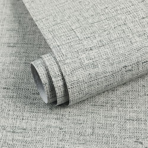 Gray Grasscloth Wallpaper Peel and Stick Textured Fabric 15.75"x118.11" by MANONIRIA