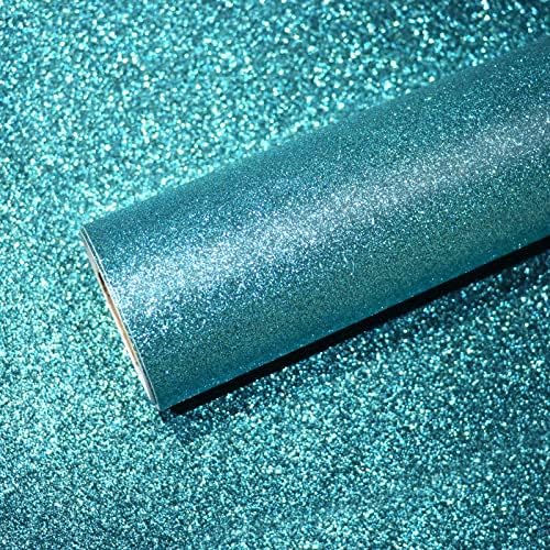 VEELIKE Sparkle Teal Green Glitter Wallpaper Peel and Stick Removable Glitter by VEELIKE