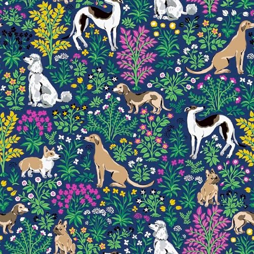 NuWallpaper x Printfresh Must Love Dogs Indigo Peel and Stick Wallpaper by NuWallpaper