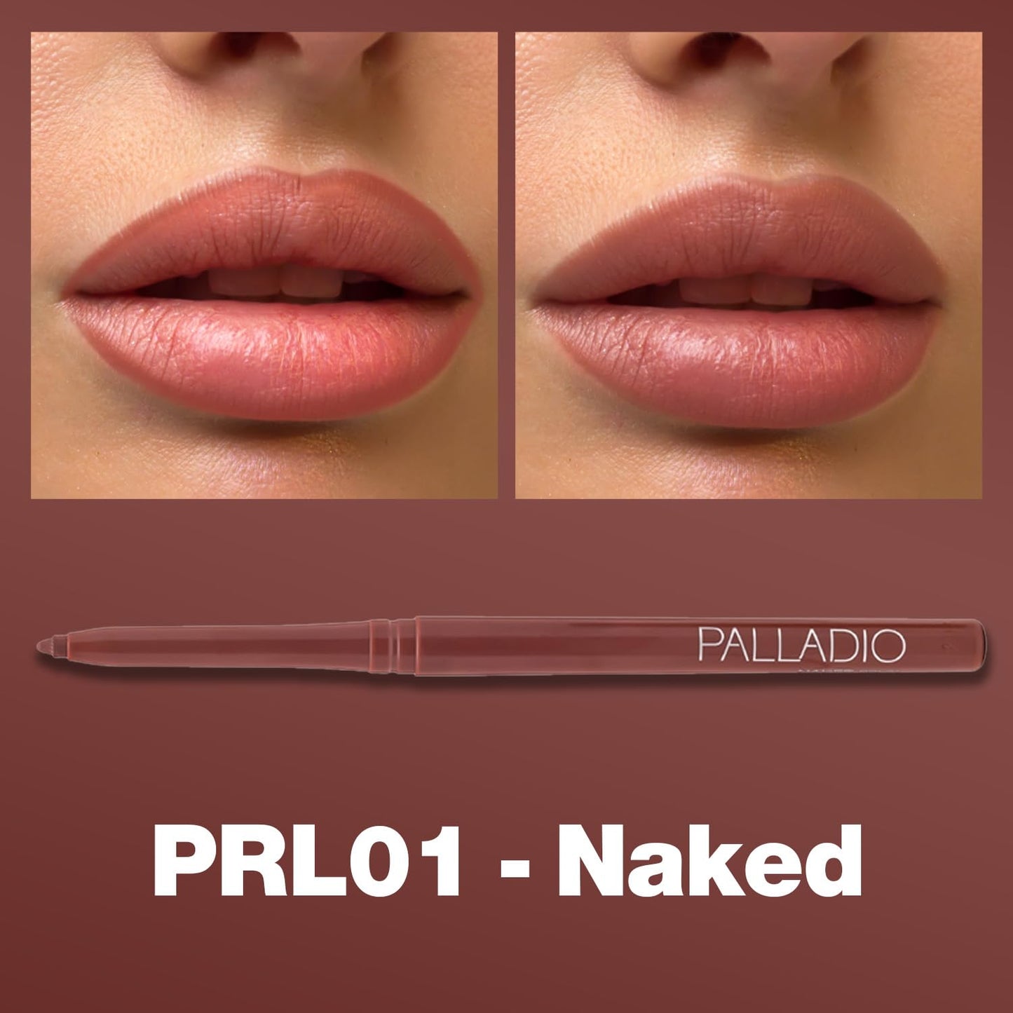 Palladio Retractable Waterproof Lip Liner High Pigmented and Creamy Color Slim Twist Up Smudge Proof Formula with Long Lasting All Day Wear No Sharpener Required, Naked