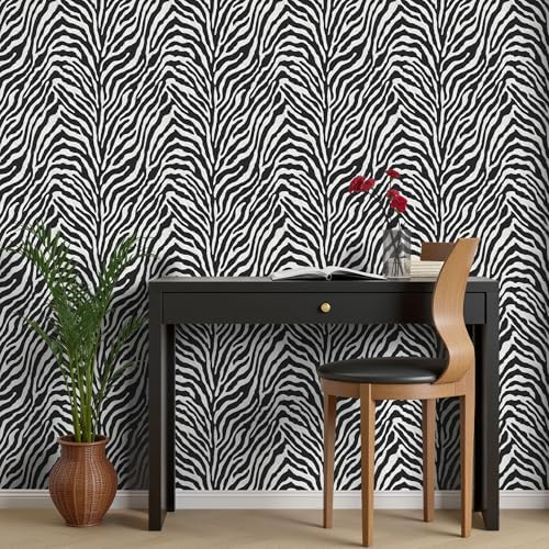 FLFK Peel and Stick Wallpaper Zebra Print 16" x 128" Removable Wall Paper - Image 2