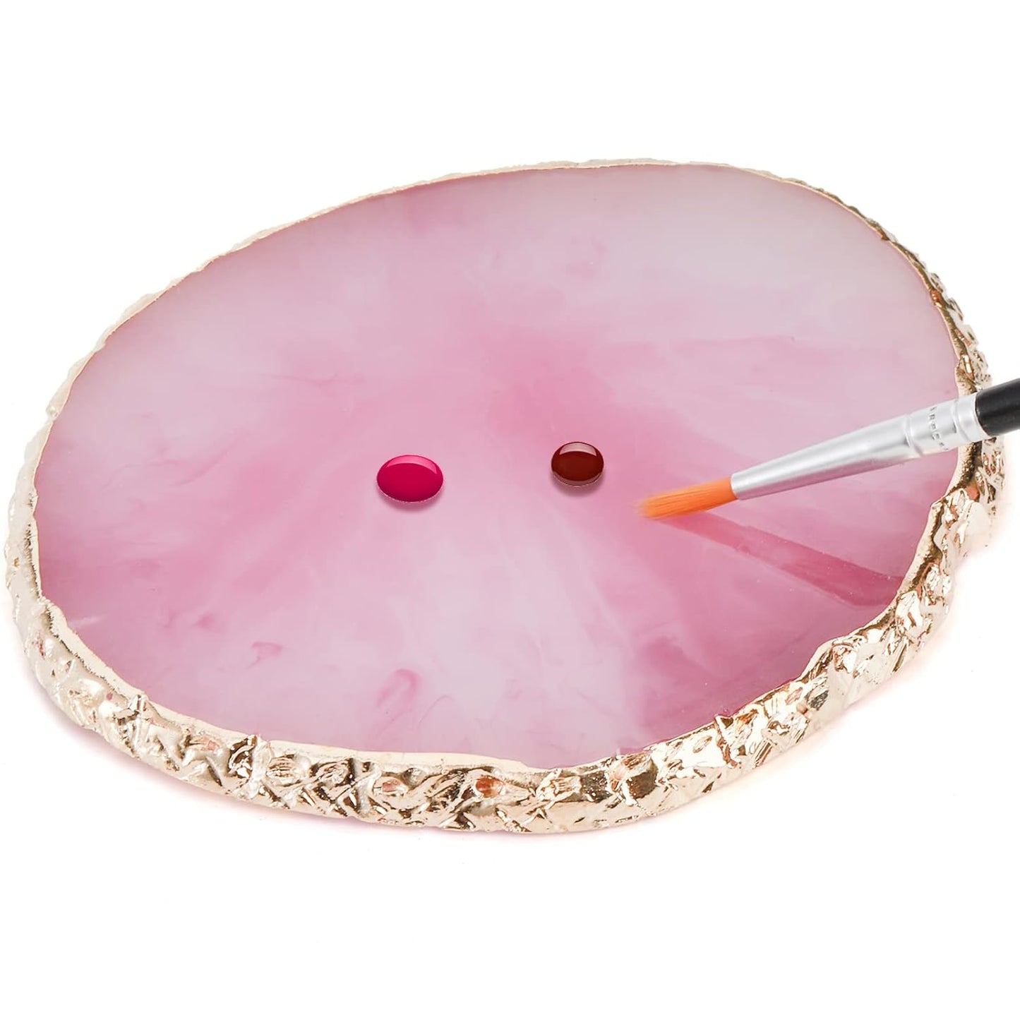 ZOOFOX 6 Pieces Resin Nail Art Palette, Nail Art Painting Mixed Color Palette with Gold Edge, Nail Gel Color Makeup Display Board