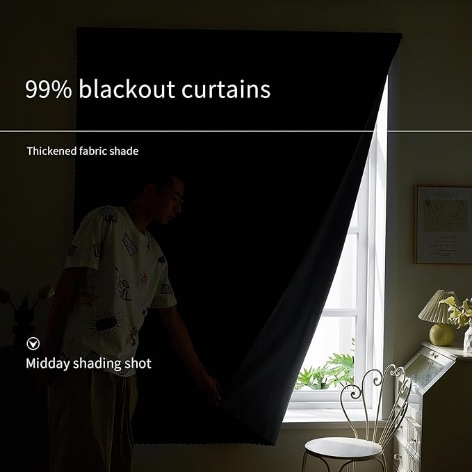 AJAZZ Self Adhesive Curtains 100% Blackout Shades Window Cover Sticky Curtain - Image 4