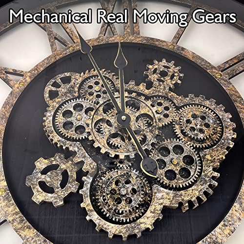 30" Large Wall Clock Moving Gears, Oversized Industrial Rustic Farmhouse Clocks - Image 2