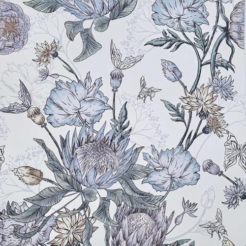 Floral Wallpaper Peel and Stick Floral Contact Paper Blue and Purple by Unknown