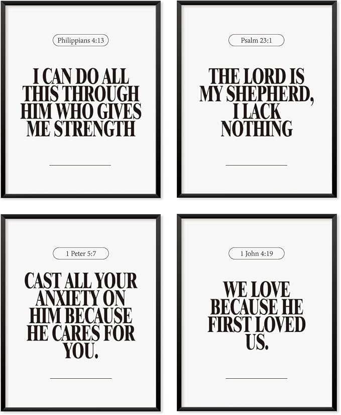 Locomiss Black and White Christian Wall Art Decor Posters, Modern Bible Verse by Unknown