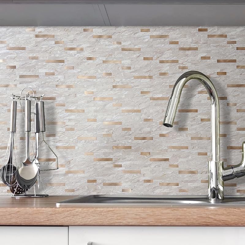 DICOFUN 10 Sheets Marble Look Peel and Stick Backsplash Wall Tile, PVC Kitchen - Image 6