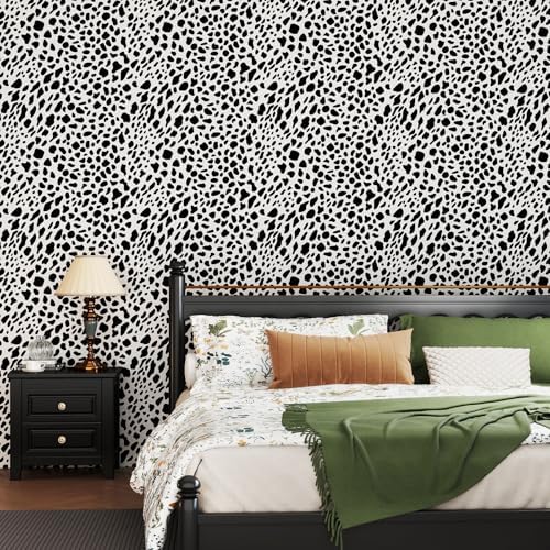 Vinjiasin Black and White Dalmatian Peel and Stick Wallpaper – Modern Spot - Image 2