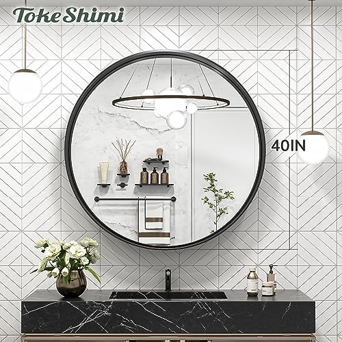 TokeShimi 40 Inch Round Black Bathroom Mirror - Image 6