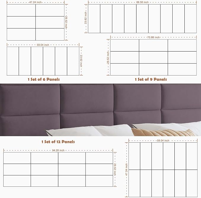 IFNOW Wall Mounted Upholstered Headboard Queen, 3D Peel and Stick Soundproof - Image 6