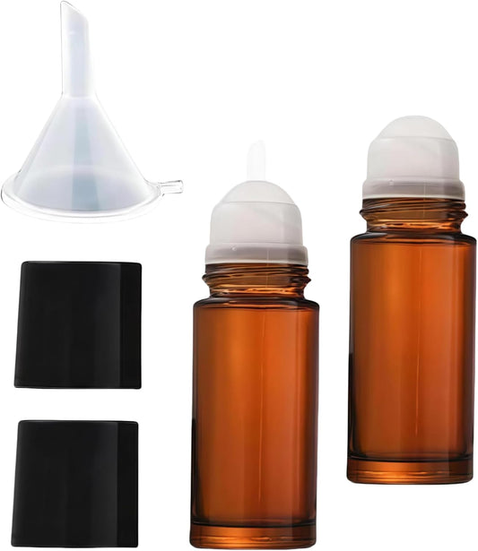 2Pcs Brown 30ml Glass Essential Oil Roller Bottles,Perfume Roller,Refillable Roll on Bottles Container Empty Deodorant Rollerball Beauty and Personal Care Tools for Fragrance Cosmetics Roll on ottles