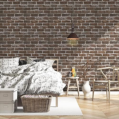 Timeet 3D Vintage Brown Brick Wallpaper 17.7"×472" Brick Peel and Stick - Image 3