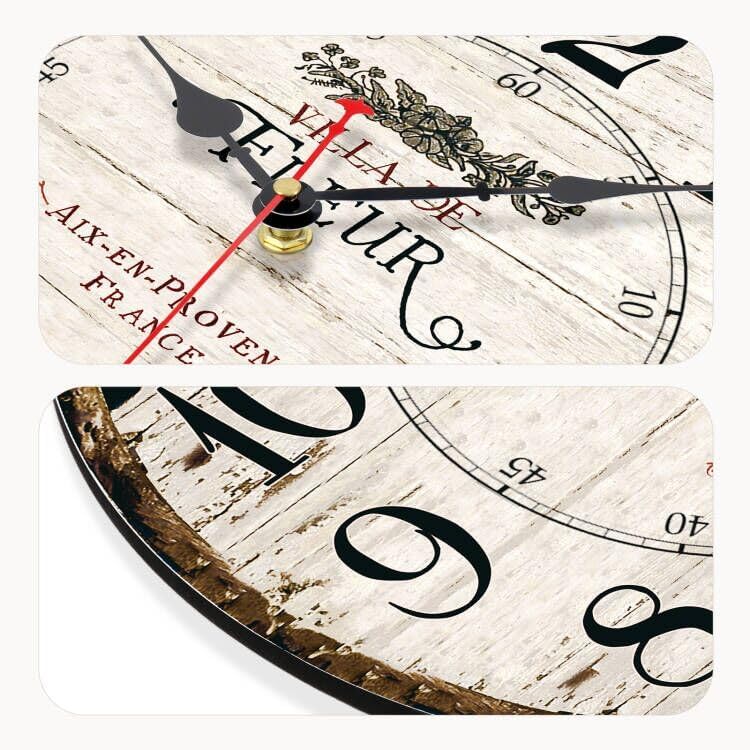 14in French Country Wooden Wall Clock Silent Large Farmhouse Home Decor - Image 4