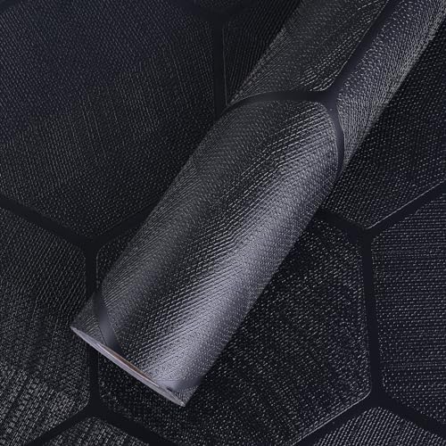 Self Adhesive Black Peel and Stick Wallpaper 15.7" X 394" 3D Hexagon - Image 6