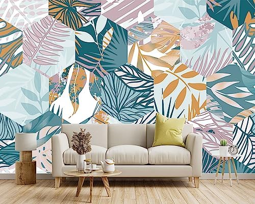 -Abstract Geometry Botanical Banana Leaf Fabric Wallpaper Living Room Bedroom - Image 2