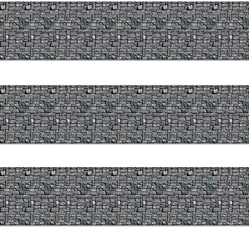 Beistle Stone Wall Backdrop 3-Count – Extra Large 4' x 30' Plastic Medieval by Beistle