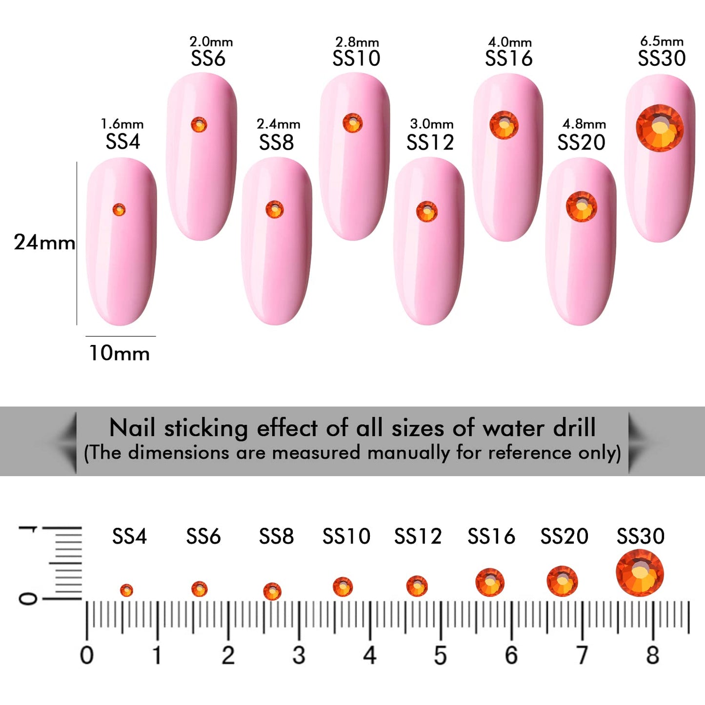 1440Pcs Orange Crystal Rhinestones,Glass Flatback Rhinestones Gemstones Small for Nail Face Makeup Art Crafts Clothes Decoration - (SS6,2.0mm,Orange)