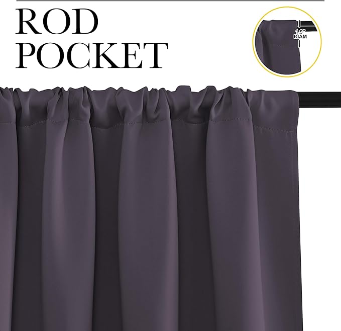 NICETOWN Window Curtains Blackout Drapes, 1 Pair, 52 by 72-Inch, Thermal - Image 2