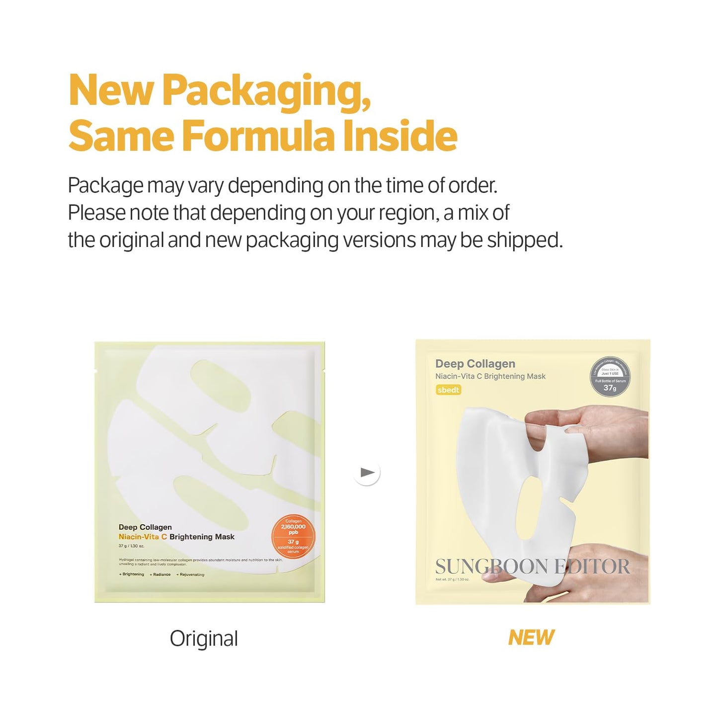 SUNGBOON EDITOR Deep Collagen Niacin-Vita C Overnight Mask 37gx4ea | Real Collagen 2,160,000PPB with Niacinamide & Vitamin C | Hydrating Face Mask for Glass Skin | Korean Skincare Routine