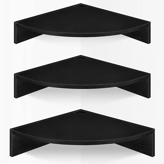 Homode Corner Floating Shelves, 3 Tier Wooden Hanging Corner Storage Shelf by Homode