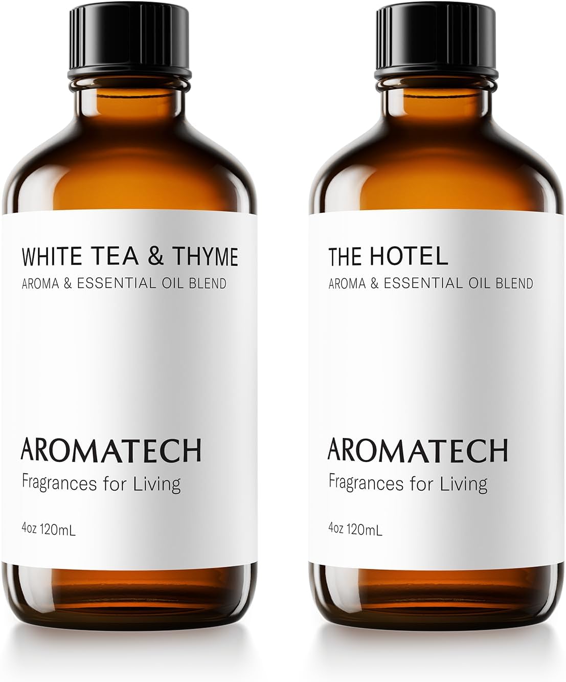 AromaTech The Hotel & White Tea & Thyme Set | Aroma Diffuser Essential Oils Blend of Peach, Red Rose, Pine, White Tea, Thyme, Amber - 120 Milliliter