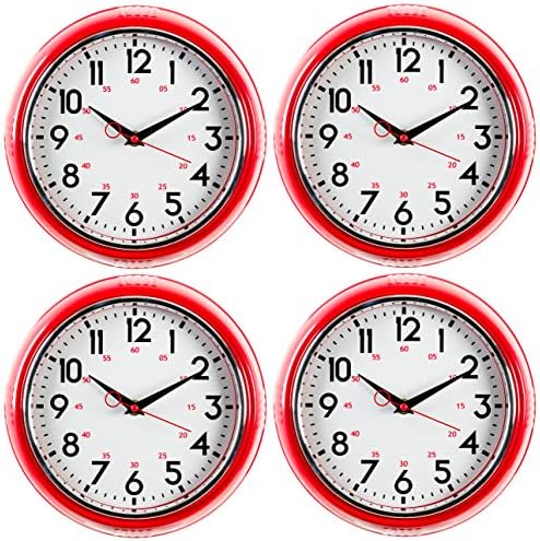 Kiera Grace Wall Clock, 9.5 Inch, Retro Red ClassicWall Clocks Battery Operated - Image 5