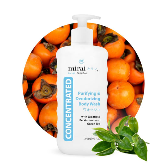 Mirai Clinical Body Wash for Strong Body Odor - Renewing Body Purifying & Deodorizing with Natural Persimmon & Green Tea Extracts - Nonenal Eliminator for Women & Men - 9.29 Fl oz