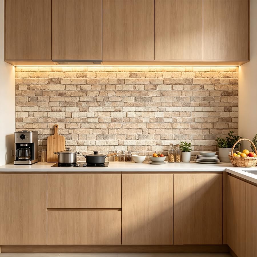 10PCS 3D Wall Panels, 3D Brick Foam Peel & Stick, Retro Light Coffee - Image 6