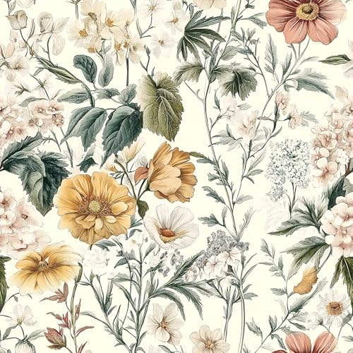 Livebor Vintage Floral Peel and Stick Wallpaper by LiveborDirectWallpaper
