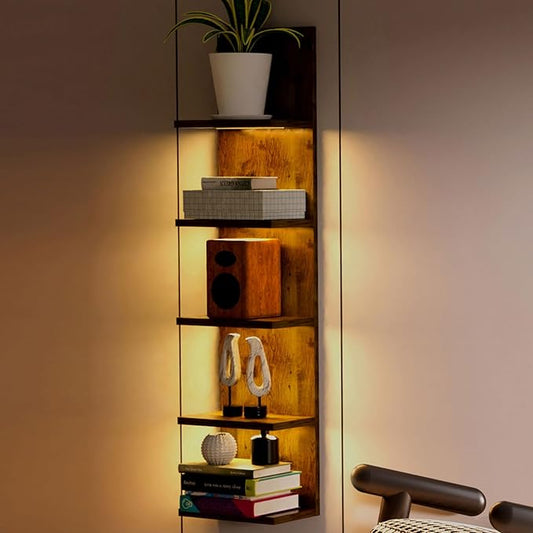 Homaterial 5 Tier Wall Shelf Unit, Modern Vertical Lack Wall Shelves by Homaterial
