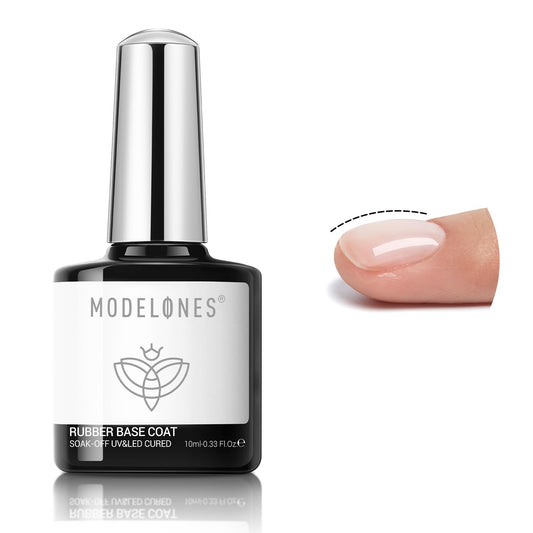 modelones Rubber Builder Gel Base Coat for Nails, Clear Rubber Base Gel Nail Polish for Strengthen/Apex Building/Enhance/Reinforced Long Lasting Fiber Protect Soak Off U V LED Gift for Thin Weak Nails
