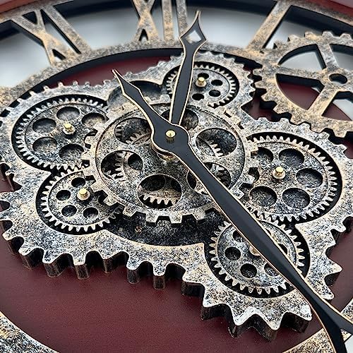 HOIBAI 18 Inch Large Round Wall Clock Walnut Wood - Image 3