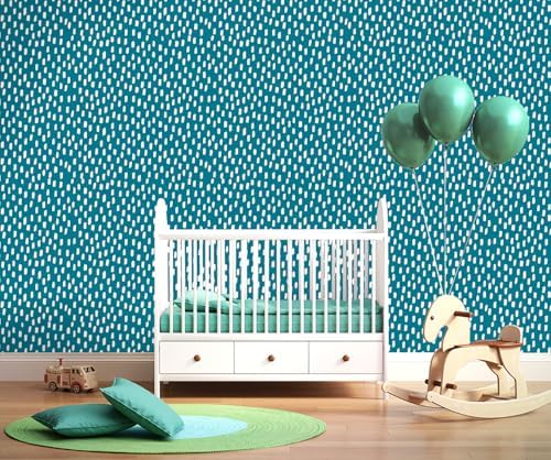 HAOKHOME Blue Peel and Stick Wallpaper Geometric Striped 17.3in x 32.8ft - Image 2