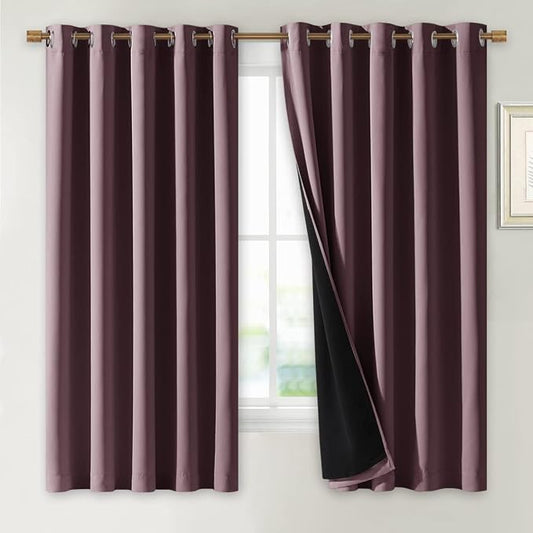 NICETOWN Dry Rose 100% Blackout Lined Curtains, 2 Thick Layers Completely by NICETOWN