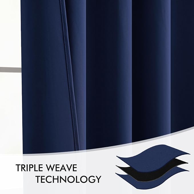 MIULEE Navy Blue Back Tab Blackout Curtains 102 Inch Long 2 Panels Set - Image 7