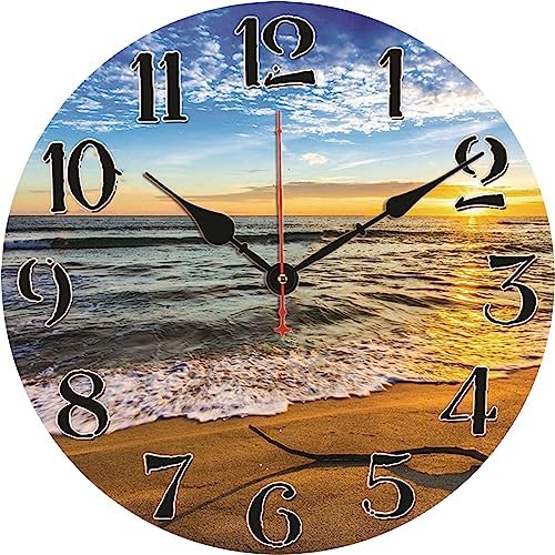 TAHEAT 12 Inch Beach Sea Wall Clock, Modern Nautical Bathroom Decor, Decorative by TAHEAT