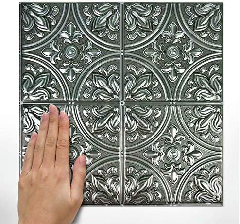 RoomMates TIL4624FLT StickTiles Silver Tin Peel and Stick Tile - Image 3