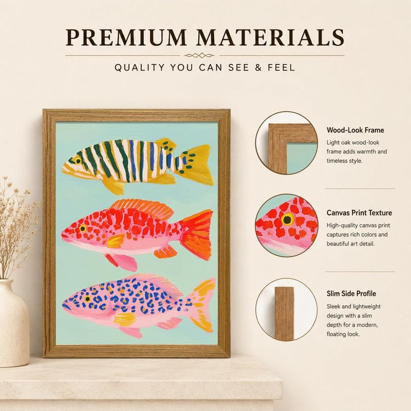 Colorful Fish Framed Wall Art Coastal Sardine Pictures Wall Decor12x16in - Image 6
