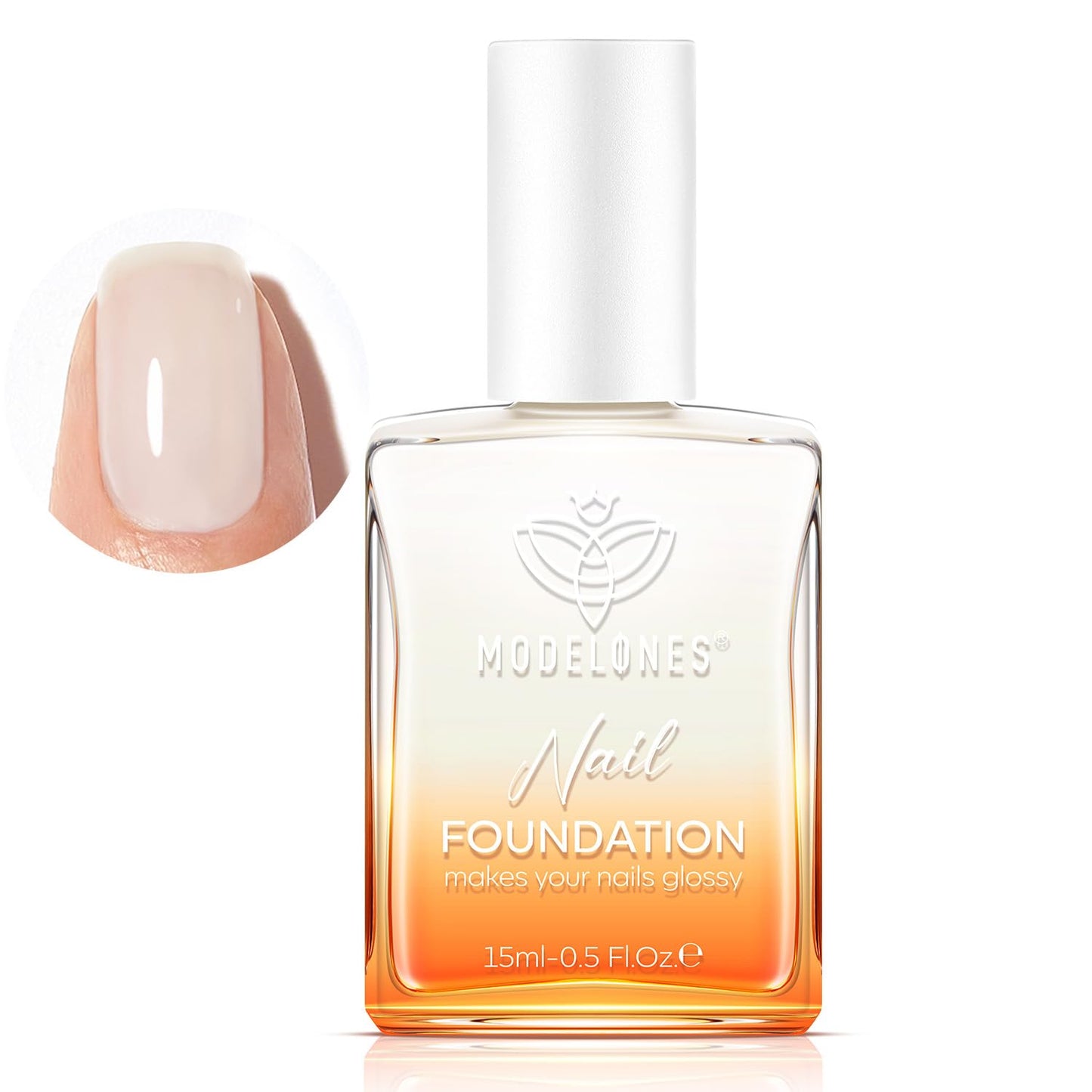 modelones Nail Strengthener, Milky White Nail Polish Natural Nail Concealer Foundation Air Dry Nail Growth Polish for Damaged Nails Imperfection Masking Gifts for Women 15ml