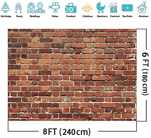 AIIKES 8x6FT Red Brick Wall Photography Backdrop Thin Vinyl Photo Backdrops - Image 3