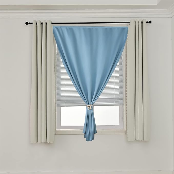 AJAZZ 100% Blackout Self Adhesive Curtains Small Window Short Temporary - Image 7